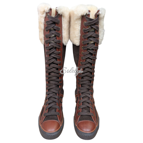 Converse 2006 Star 70 XXHI Brown Suede Leather Knee High Sneaker Boot Womens 9.5 - Picture 7 of 12